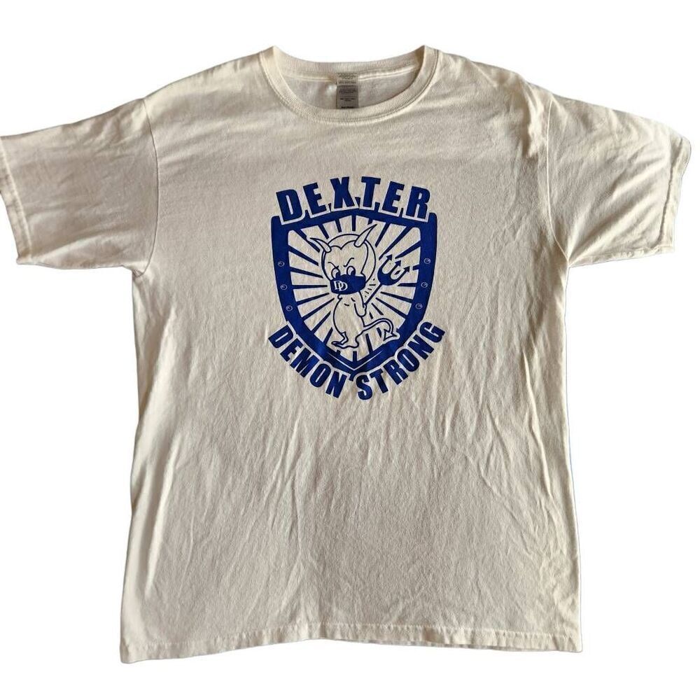 Dexter demons adult unisex XL 100% cotton Gildan white casual sporty t-shirt